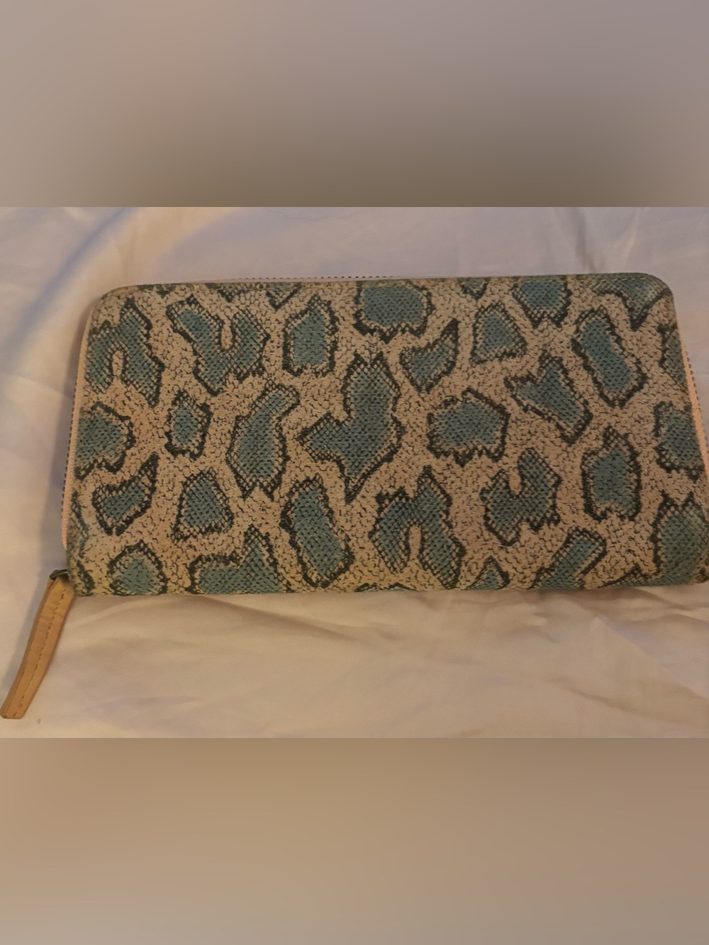 Anthropologie Blue/gray Animal-Print Zip Wallet
